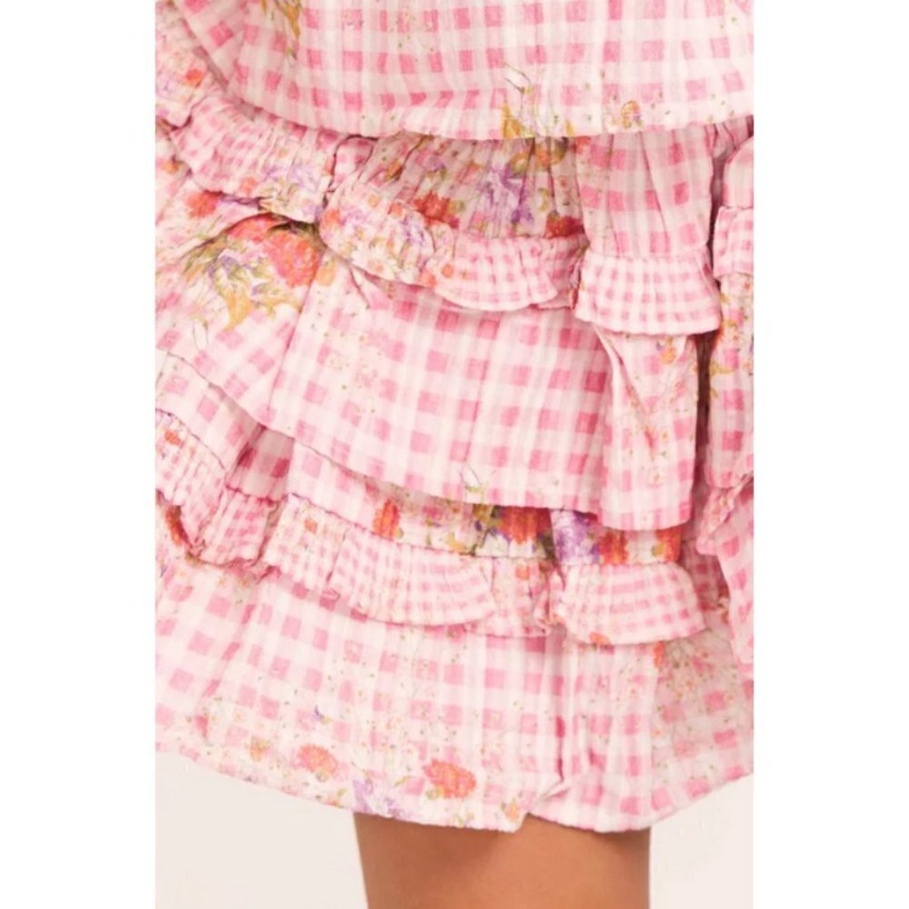 💕LOVESHACKFANCY💕 Billie Skirt Berry Picnic Plaid Floral Print Girls 5-6 Y NWT - Picture 6 of 15